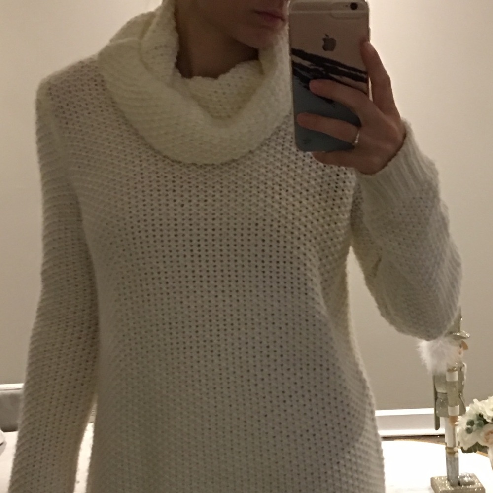 Cowl neck cream sweater