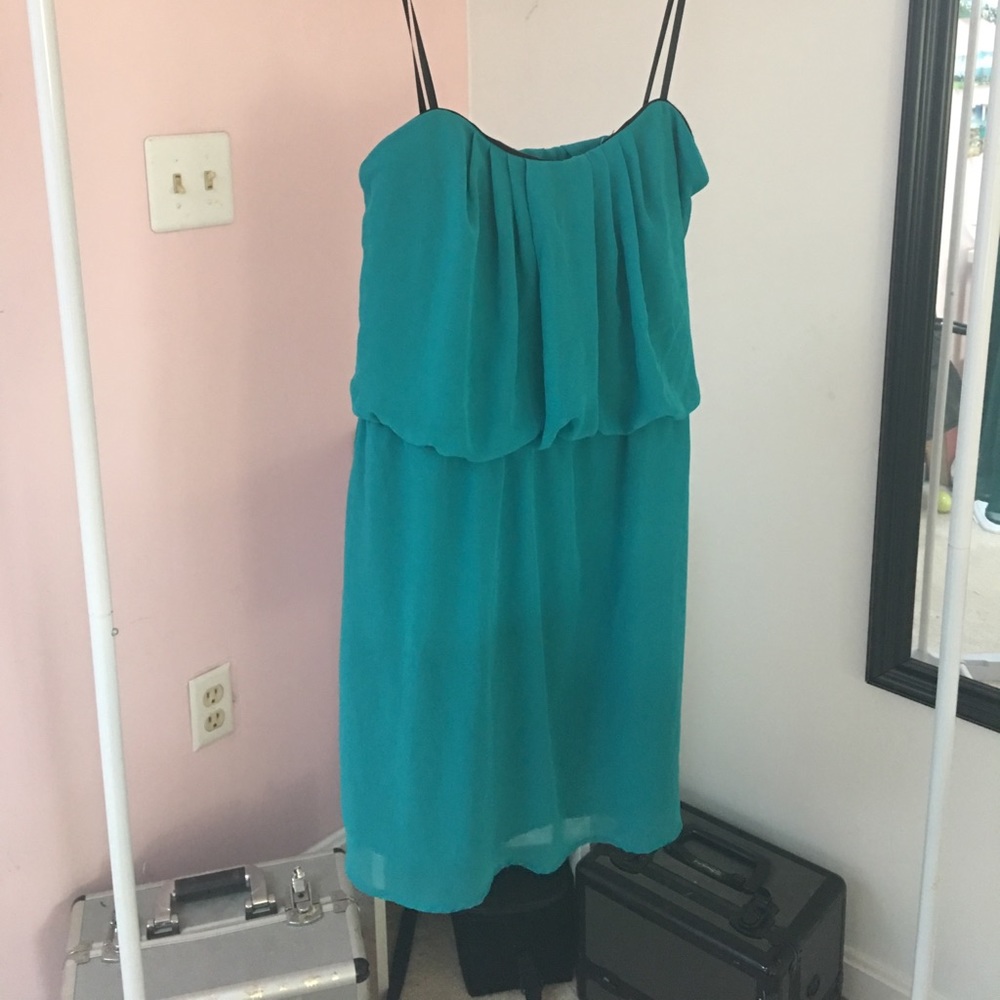 Large - deep teal - strapless dress