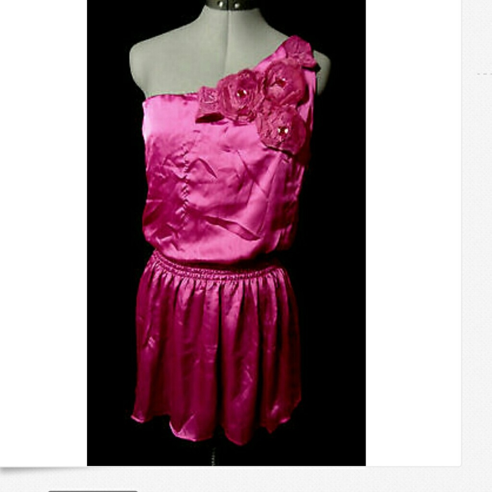 INTERI Formal Dress SML Pink smocked Rosette Sexy!