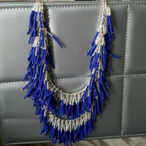 Silver and blue fashion necklace