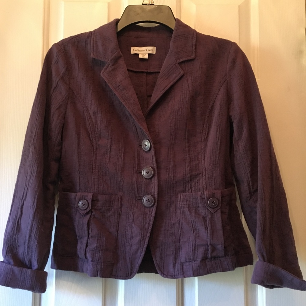 Cropped plum colored blazer