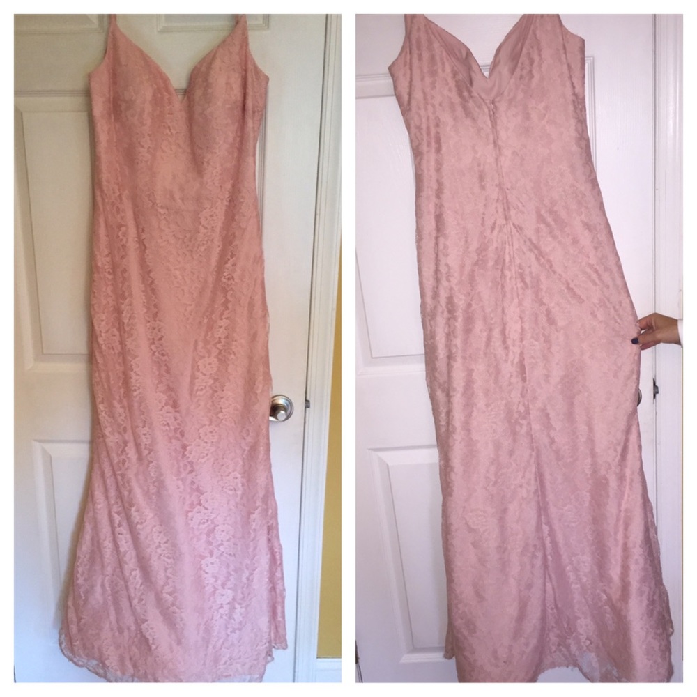 • Bari Jay Blush Pink Bridesmaid Dress • - Picture 2 of 8