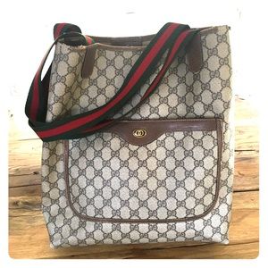 Authentic Vintage Gucci Tote w/Signature Straps