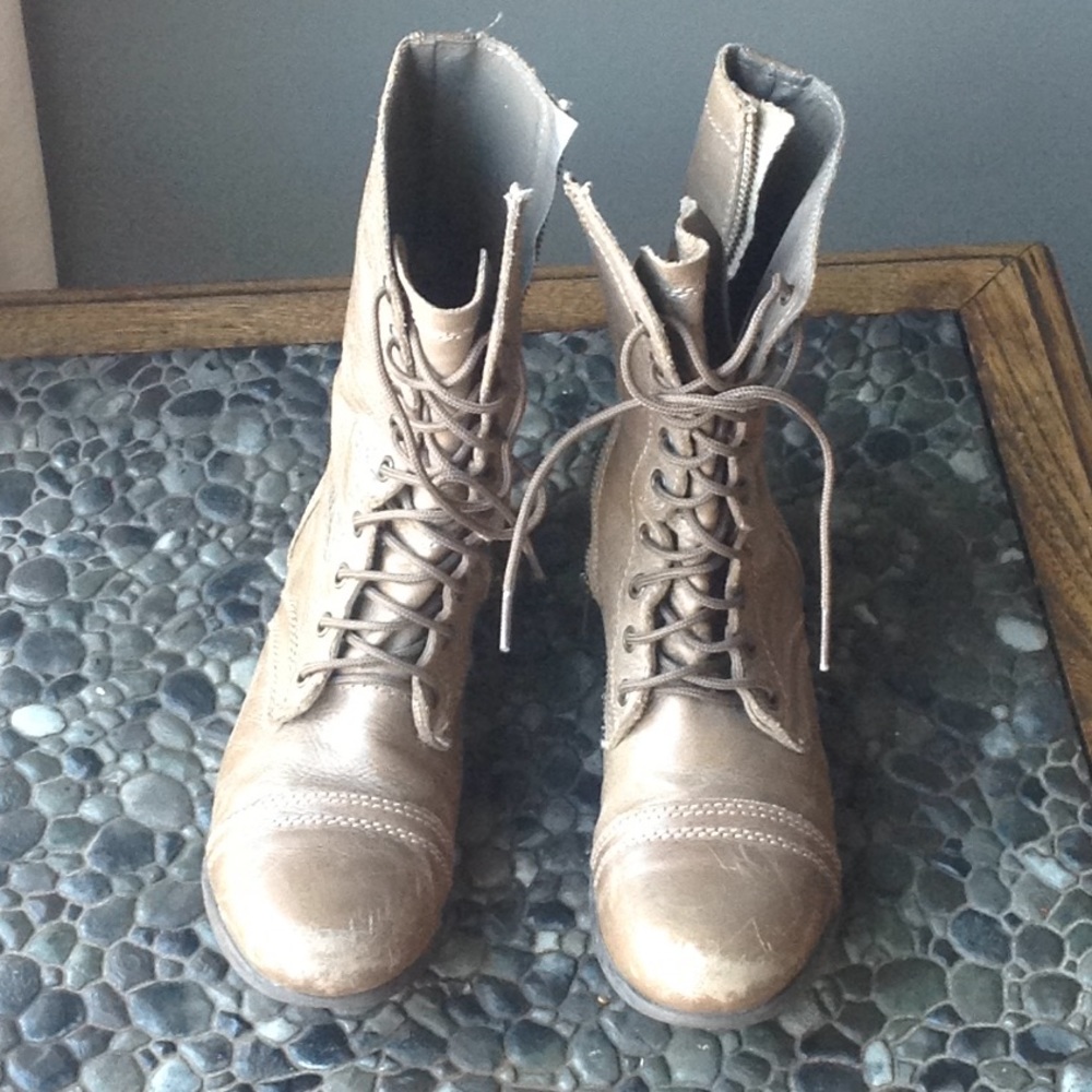 Leather lace up boots