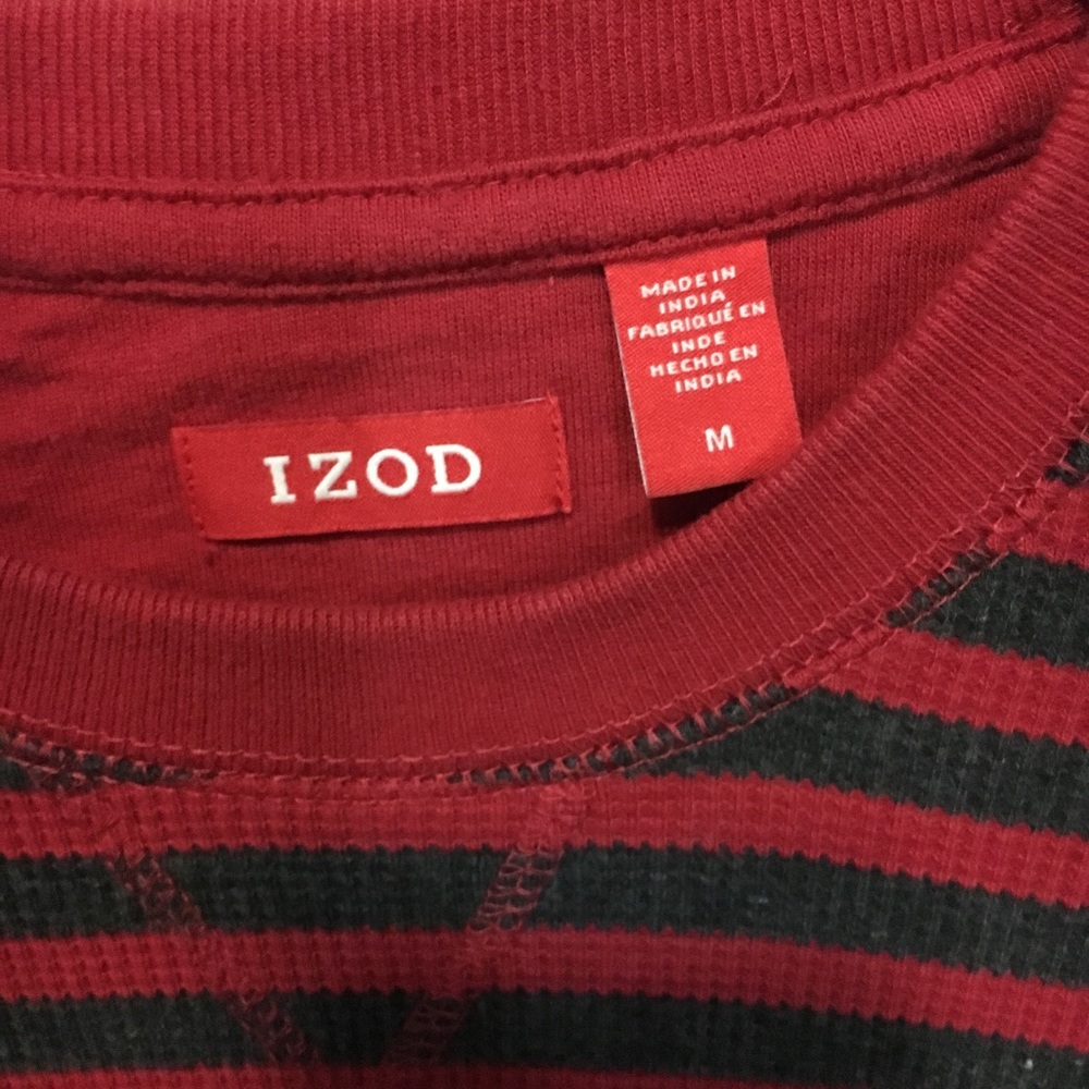 Izod L/S Red and Dark Gray Stripe Brand New