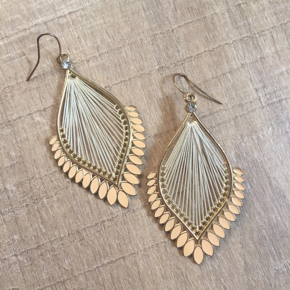 Peach & gold chandelier earrings