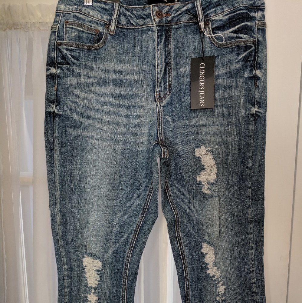 Plus size Stone washed crop jeans