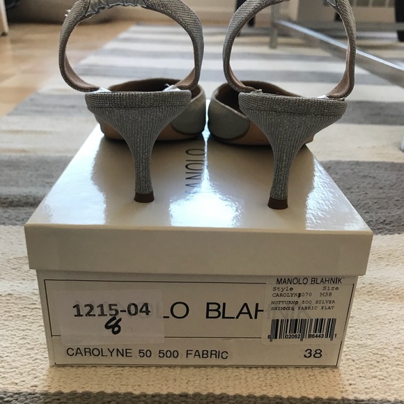 Manolo Blahnik Carolyne Slingback Pumps, Silver - Picture 2 of 8