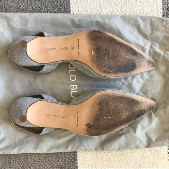 Manolo Blahnik Carolyne Slingback Pumps, Silver - Picture 4 of 8