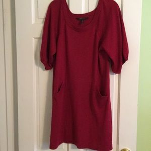 BCBGMaxAzria berry red sweater dress with pockets.