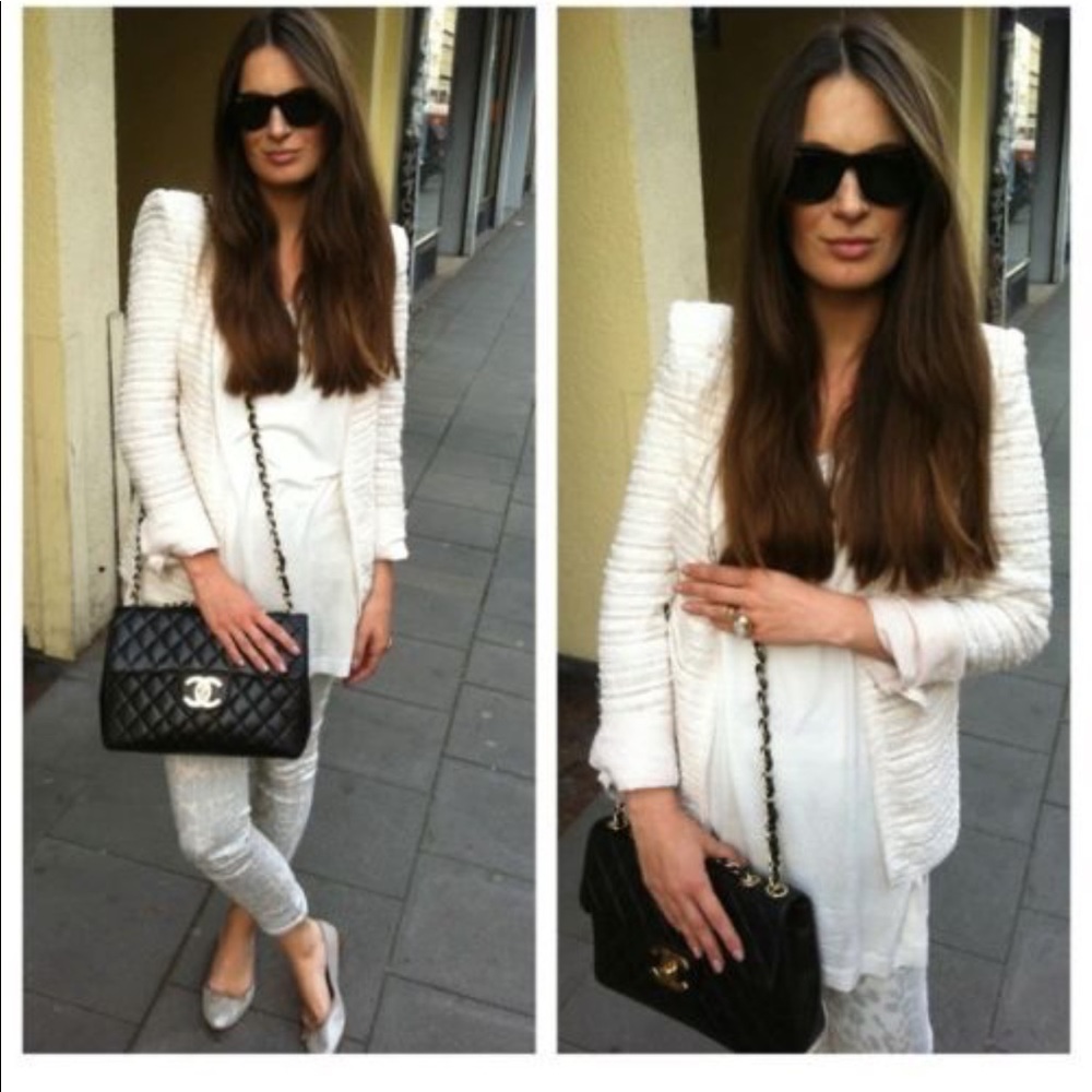 Zara Chanel style tweed boucle blazer