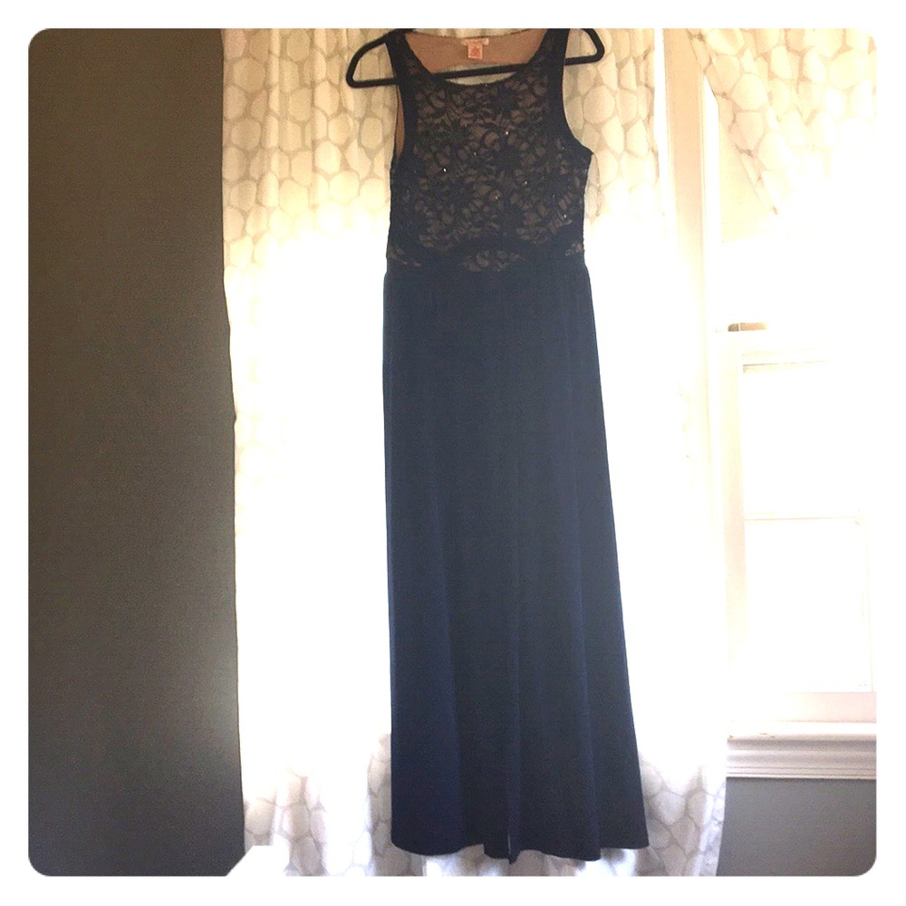 Midnight Navy Blue Evening Gown