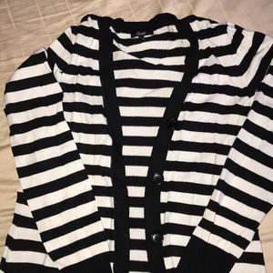 Black and white striped cardigan