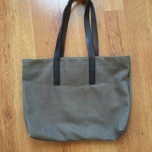 Everlane Natural Brown Twill & Leather Zipe Tote