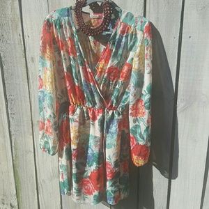 Floral Print Wrap Dress