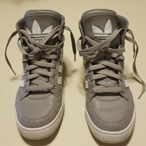 Gray and White High Top Adidas