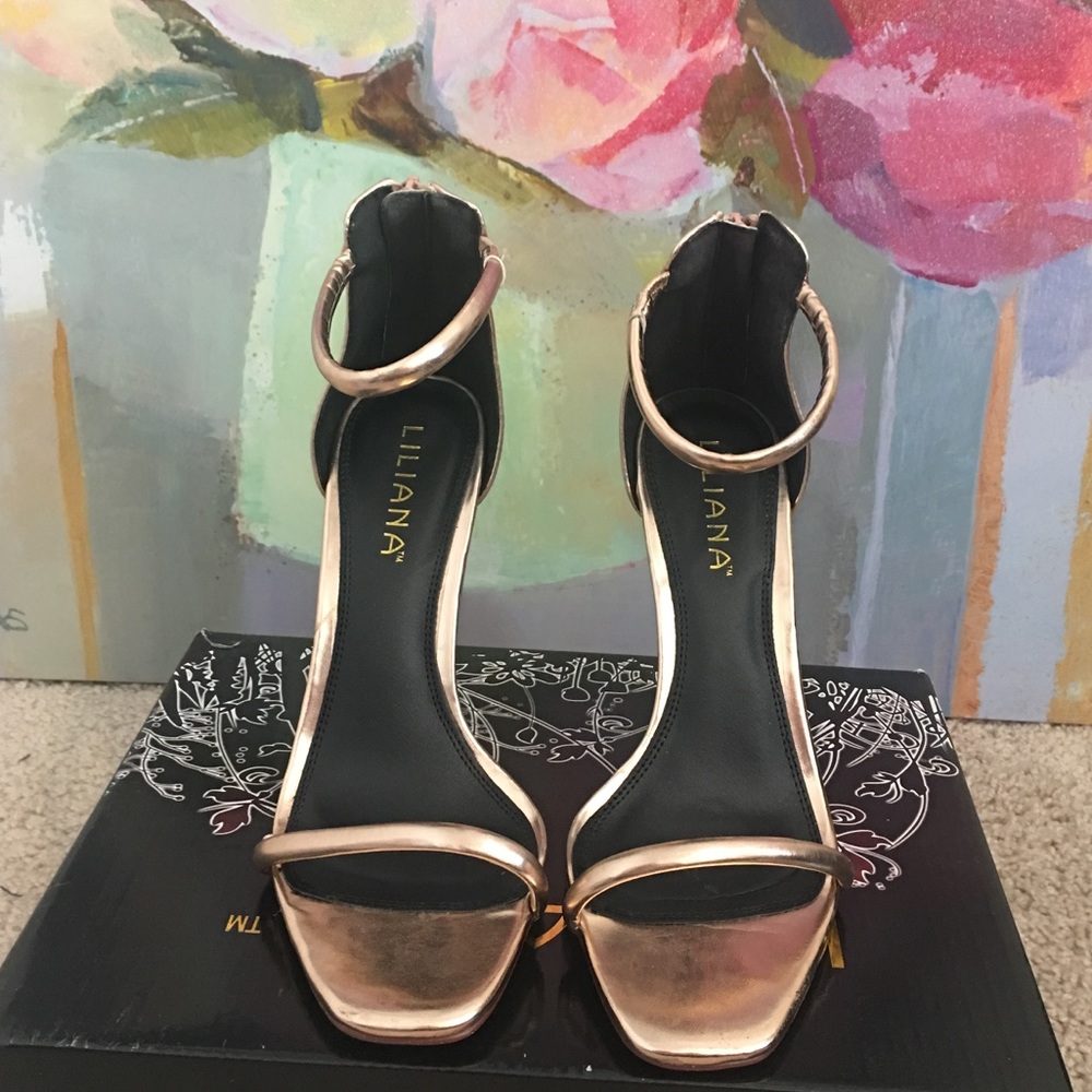 Liliana Rose Gold Strappy Heels
