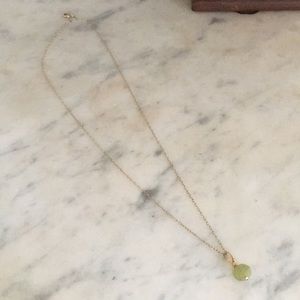 Delicate Dogeared Necklace with Green Stone