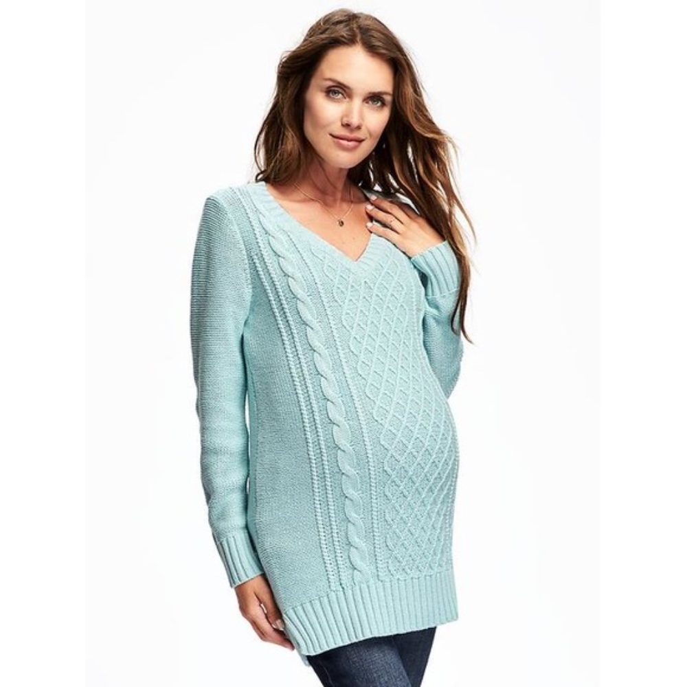 Maternity cable knit tunic sweater
