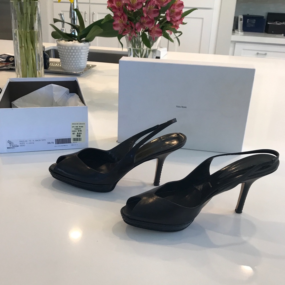 Vera Wang Peep-Toe Slingback Pumps