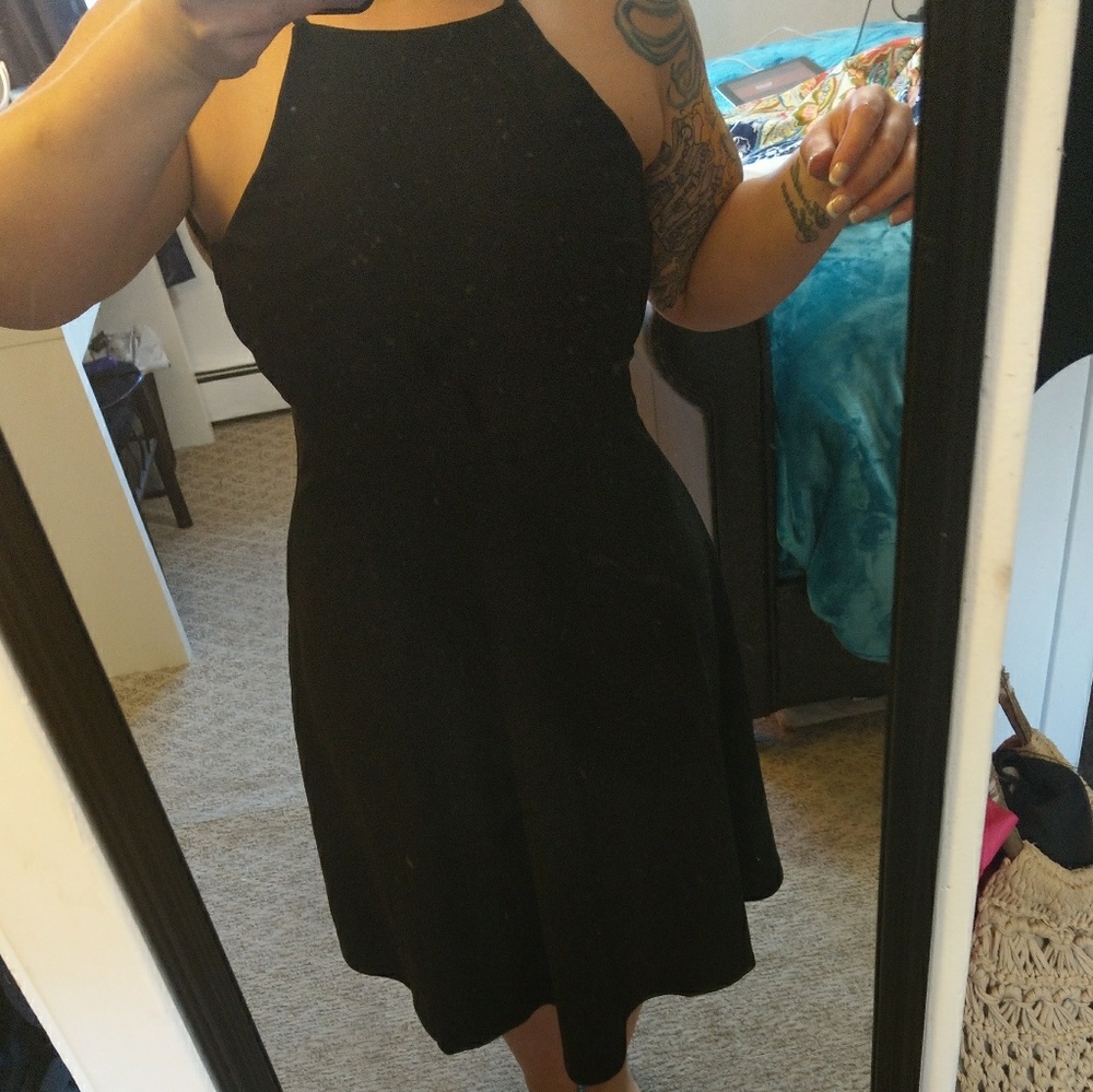 Black backless midi dress
