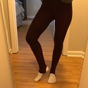 Burgundy Fleece Lined Leggings
