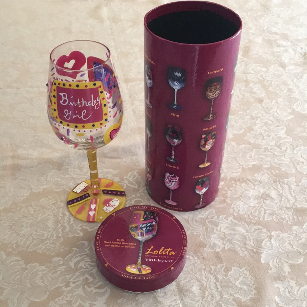 Never Used Lolita Birthday Girl wine glass