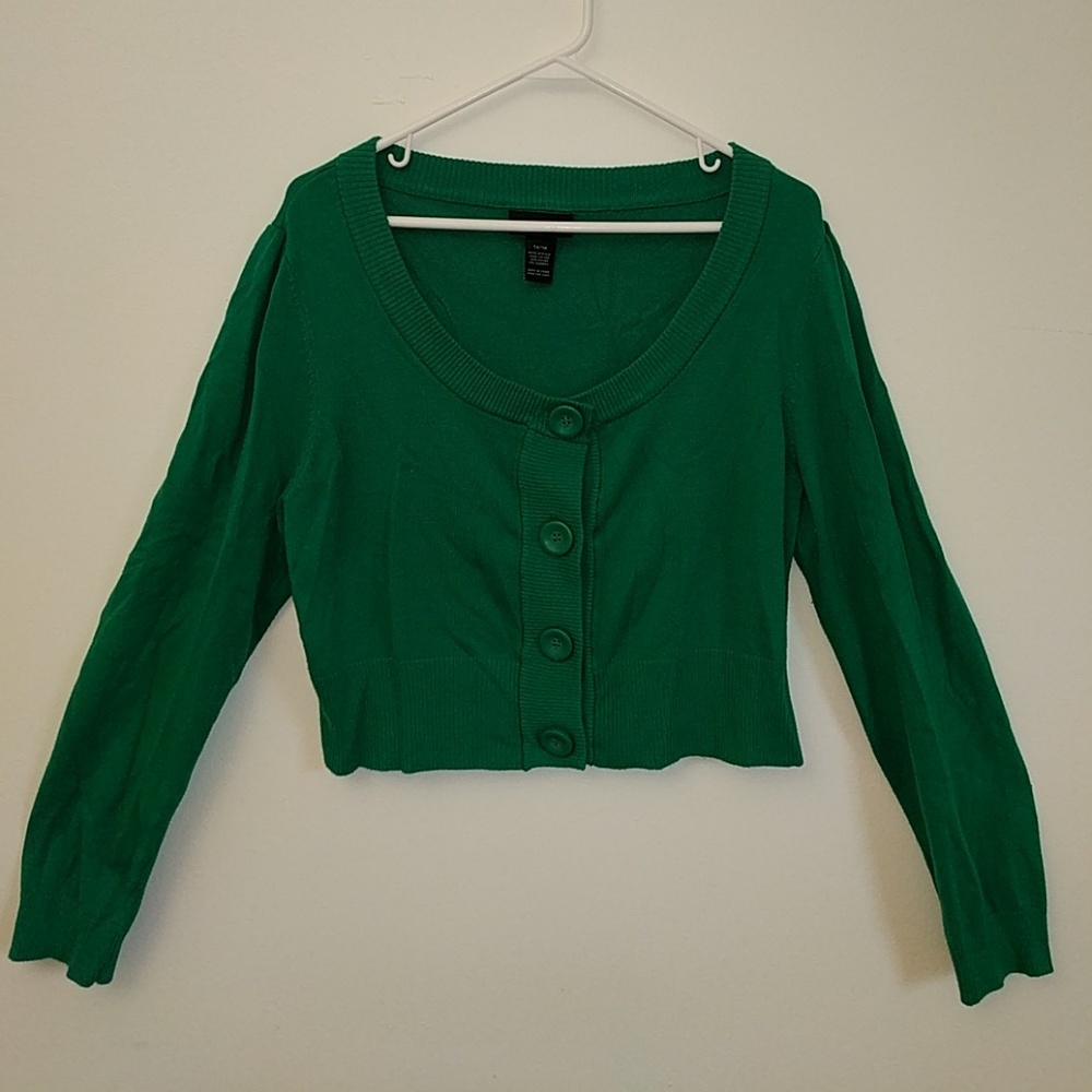 Kelly green cropped cardigan