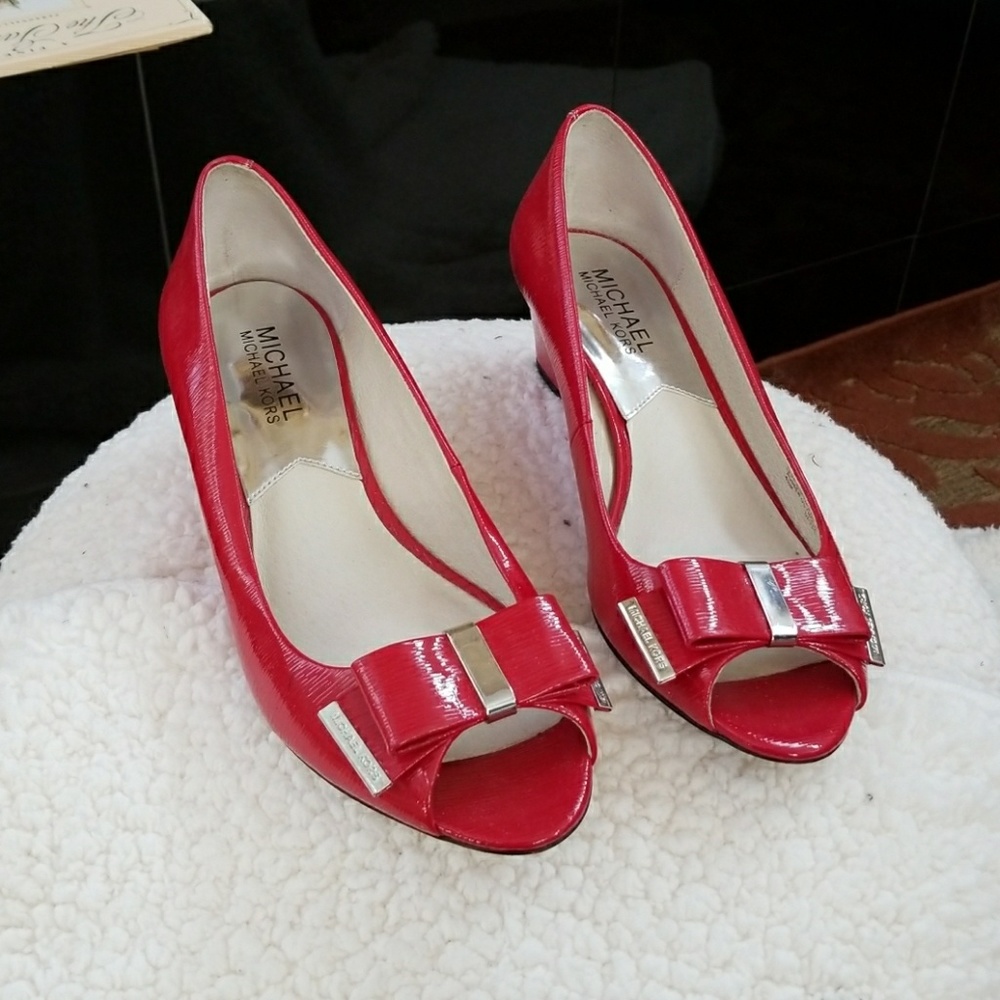 Michael Kors red wedge sandals