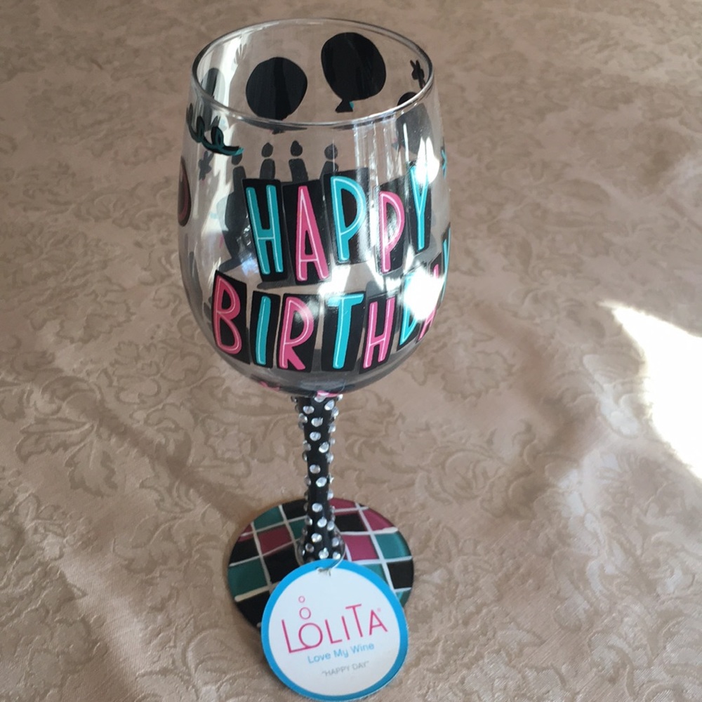 Brand New Lolita happy birthday wine glass