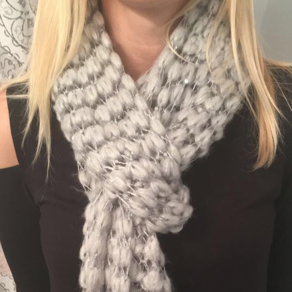 Ice Gray & Sequin Scarf