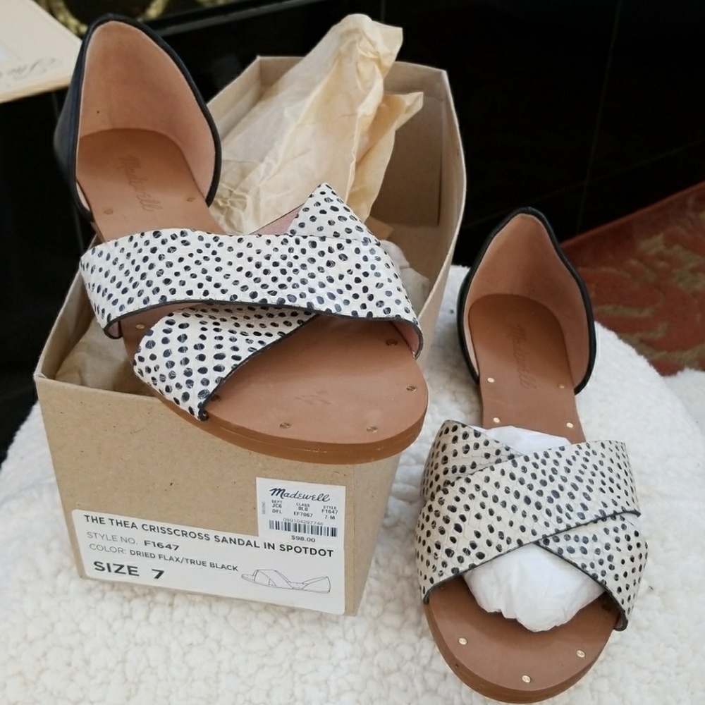 Leather Madewell never worn snake look sandals