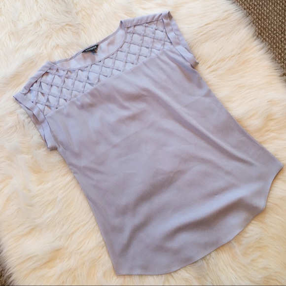 Express Tops - Express Periwinkle Lattice Cutout Blouse