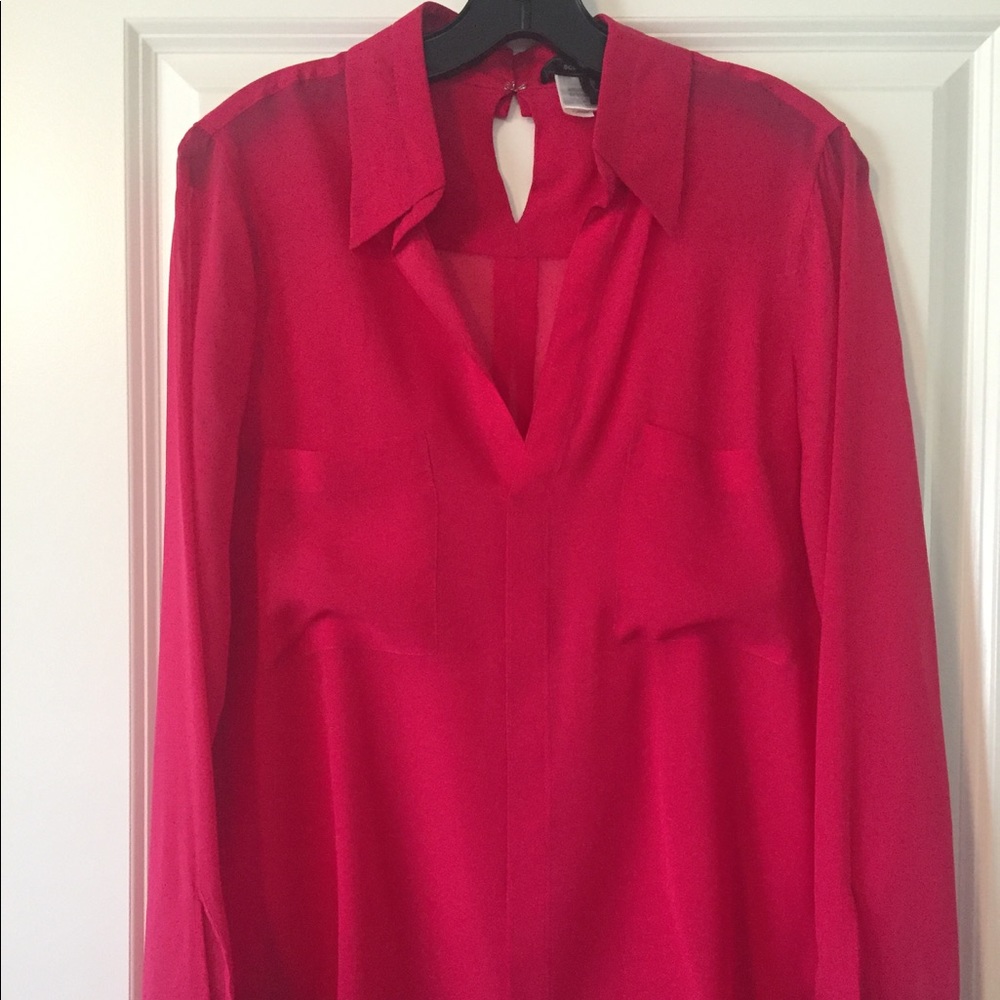 Bcbcmaxazria Camp Shirt, V Neck, Long Sleeve