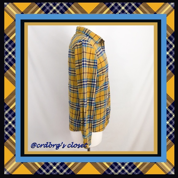 JCrew Maize & Blue Plaid Flannel Shirt - Picture 4 of 4