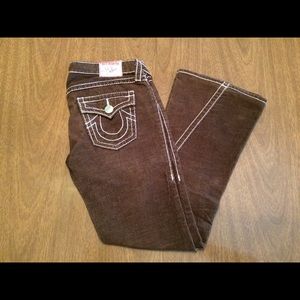 True Religion Brown Corduroy Belle Jeans Sz 28
