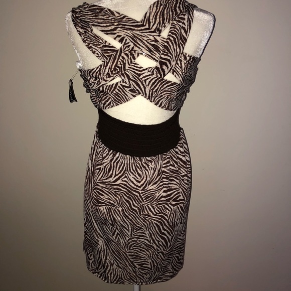 NWT Open back, brown and cream dress in large - Picture 2 of 3