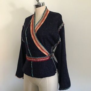 Kimono sleeve wrap sweater cardigan