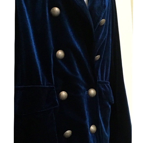 Blue Velvet Duster Trench COAT NEW - Picture 4 of 4