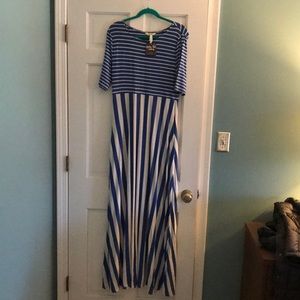 Matilda Jane long blue & white dress