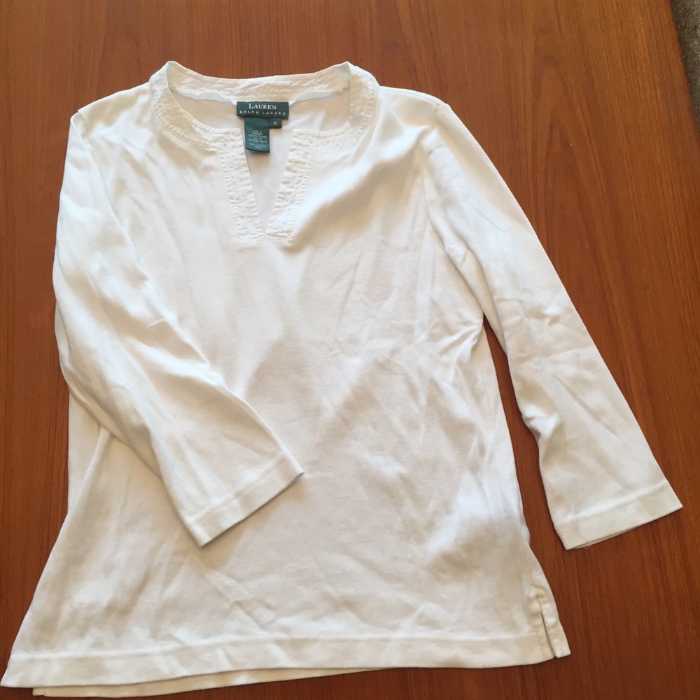 Ralph Lauren white mid-sleeve top