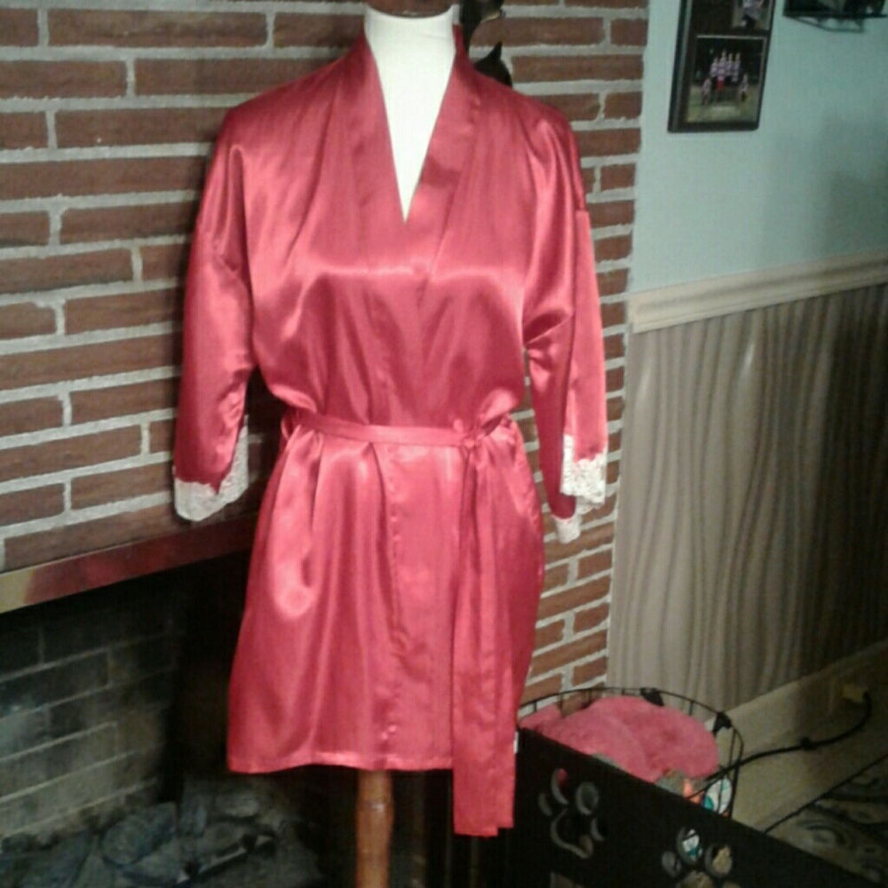 Fredrick's of Hollywood Red Satin Bathrobe