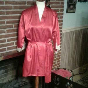 Fredrick's of Hollywood Red Satin Bathrobe