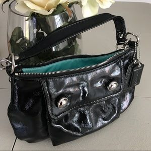 Coach Shiny black bag blue interior