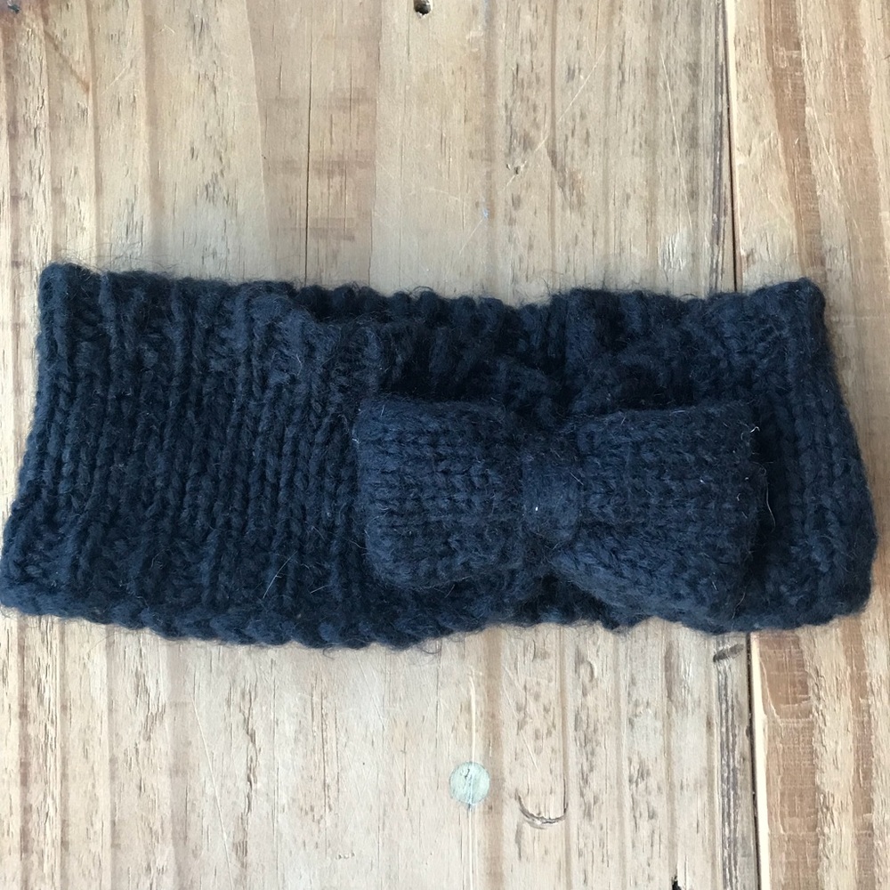 Anthro Black Bow Knit Headband by Wooden Ships