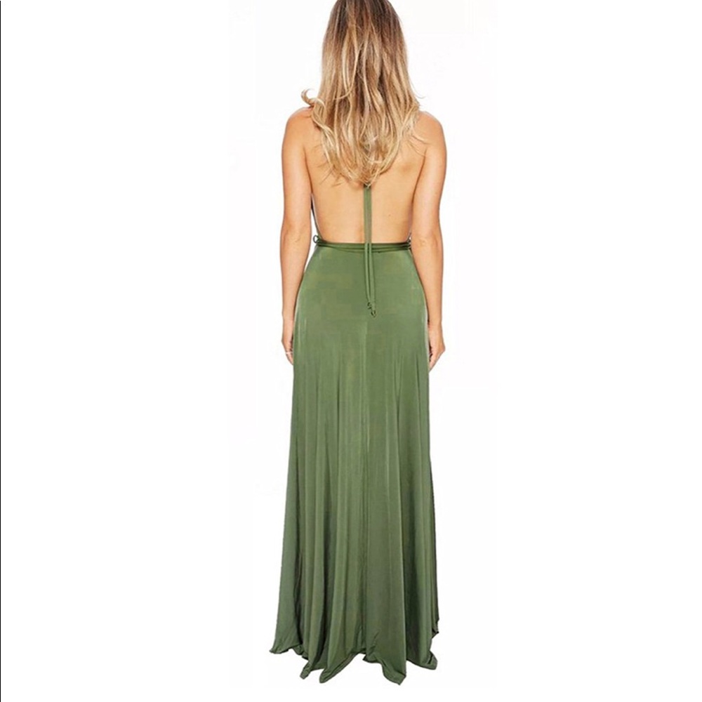 Olive green halter dress