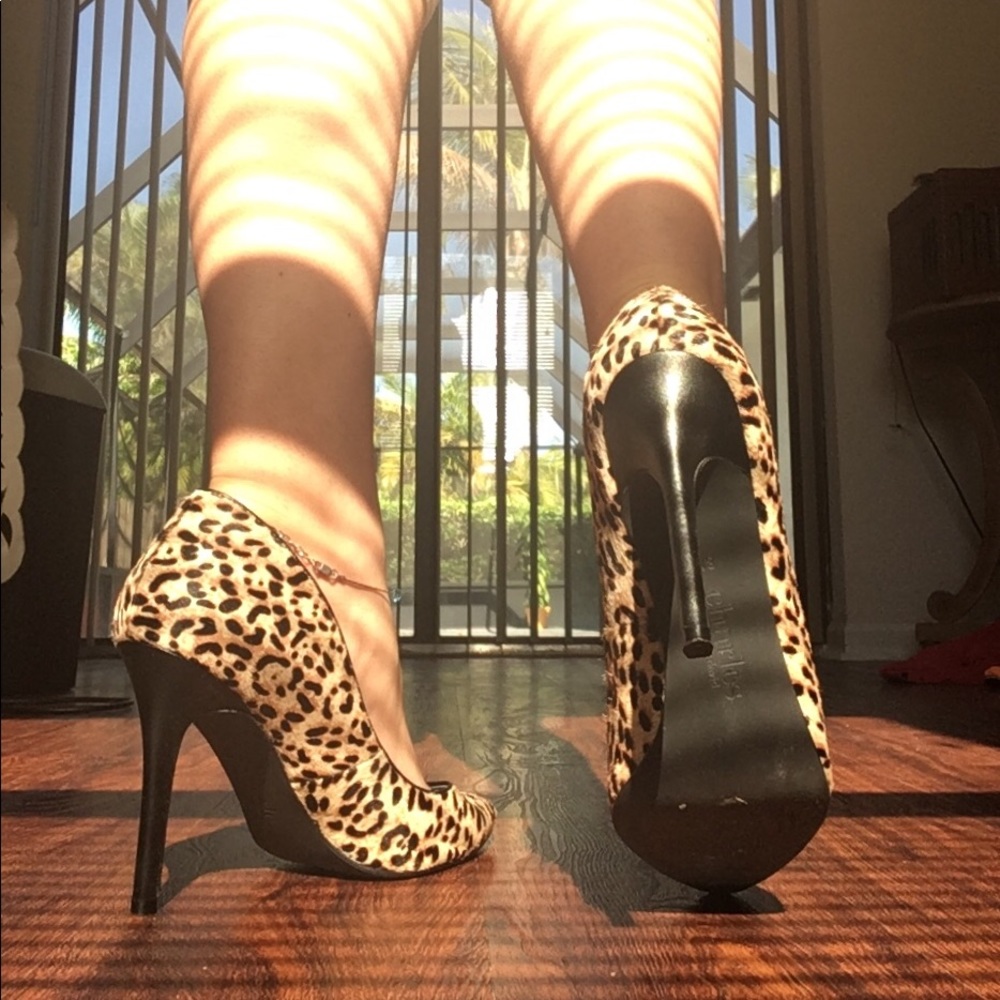 Faux Leopard Fur Heels