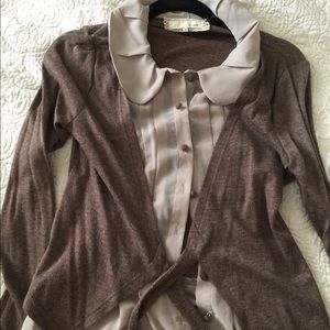 Cardigan with attached blouse