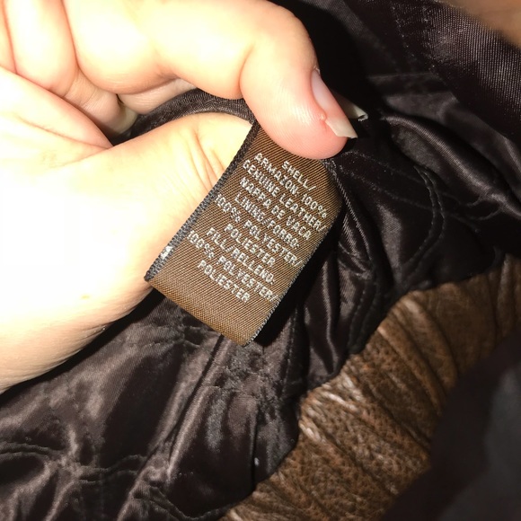 Brown GENUINE leather bomber jacket. Excellent - Picture 2 of 7