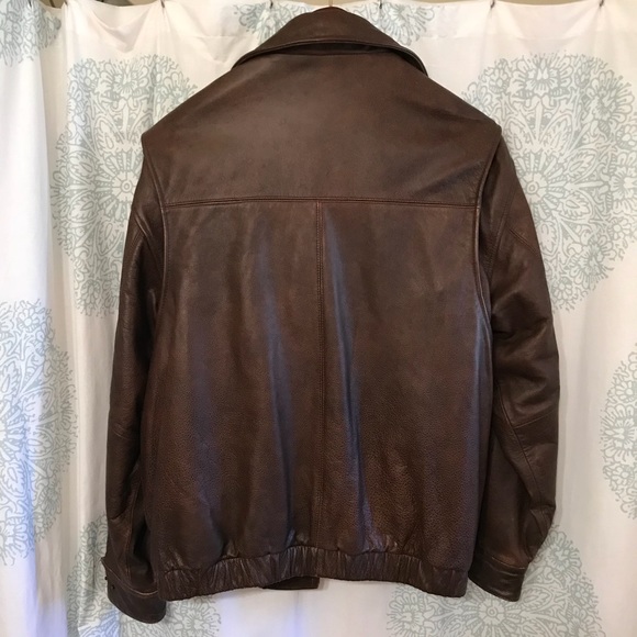Brown GENUINE leather bomber jacket. Excellent - Picture 6 of 7